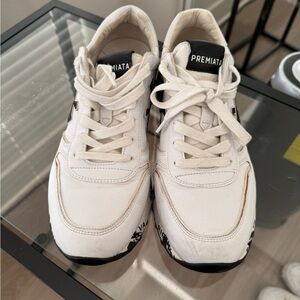 Premiata Women's White and Black Sneakers